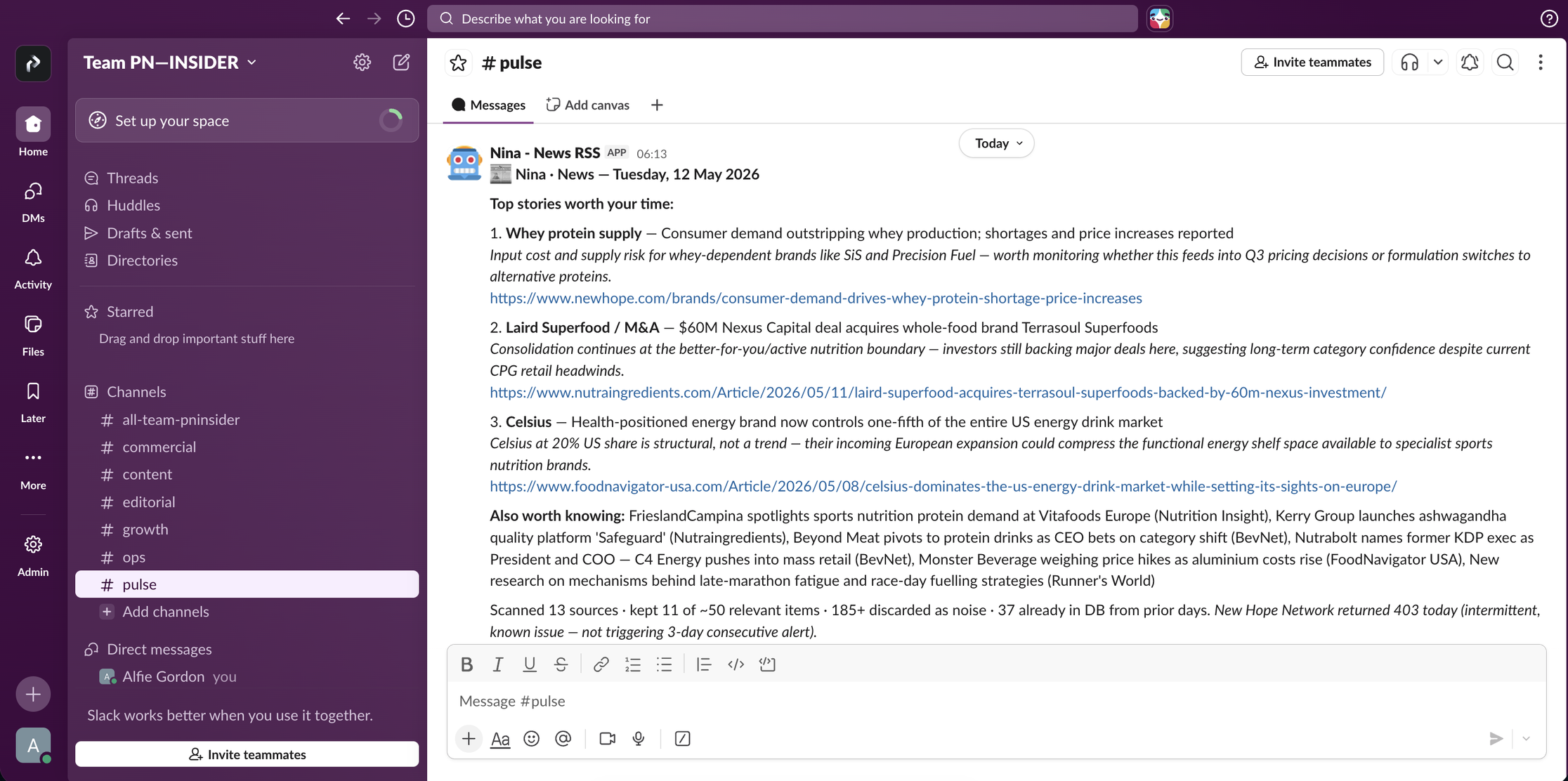 Nina’s trade press intelligence workflow