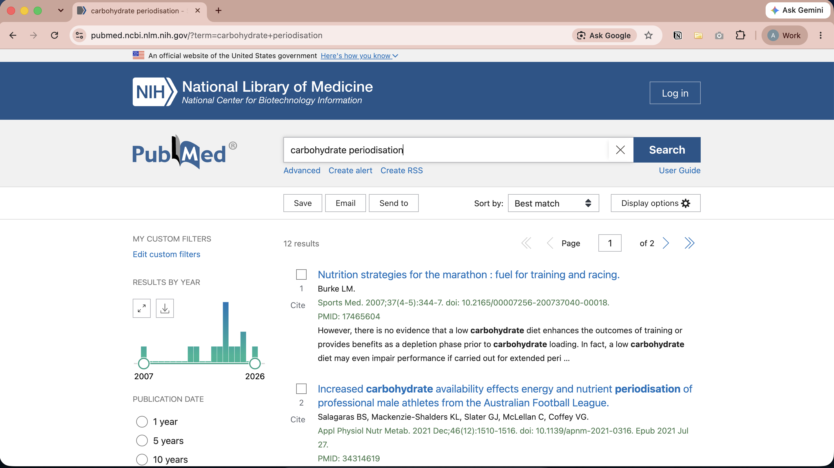 Manual PubMed research searches